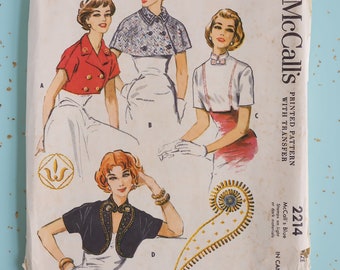 McCall's 2214 Size Small 10-12 Misses/Junior Jacket/Cape/Bolero/Stole 1950s Sewing Pattern