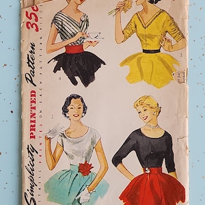 Simplicity 4213 Size 12 Bust 30 Blouse 1950s Sewing Pattern