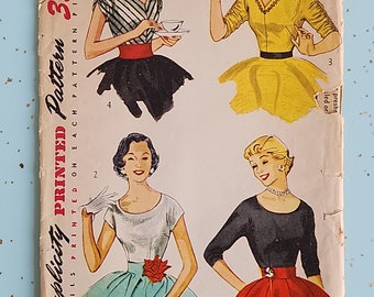 Simplicity 4213 Size 12 Bust 30 Blouse 1950s Sewing Pattern