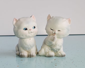 White Kitten Salt & Pepper Shakers Lefton H889 Japan