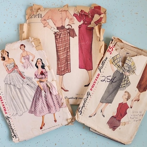 Simplicity 1950s Size 12 Sewing Pattern Lot C | 4187, 8294, 4423