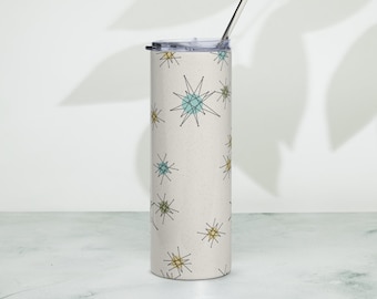 Franciscan Starburst Stainless Steel Tumbler: Mid Century Modern Design