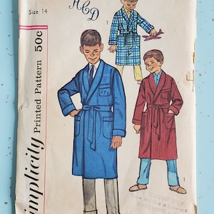 Simplicity 3242 Boys Robe Size 14 Sewing Pattern