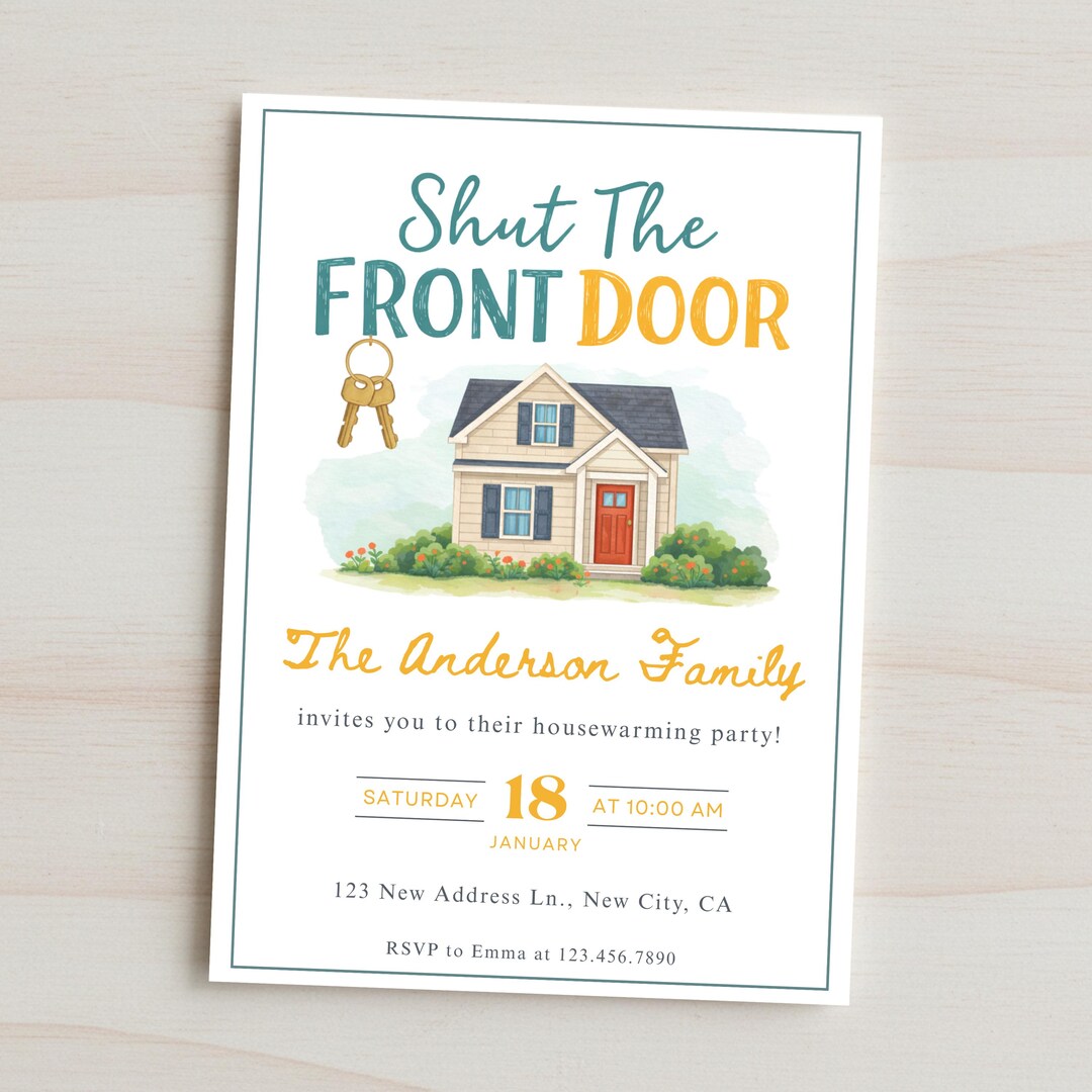 Shut the Front Door Housewarming Invitation, New Home Party Invite ...