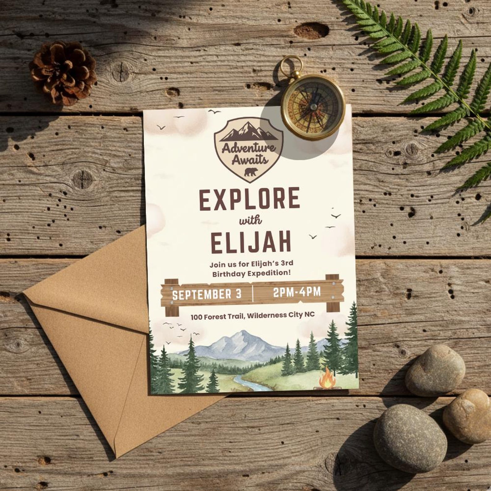 Adventure Awaits Birthday Invitation, National Park Party Invite ...