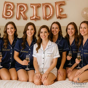 Pijamas personalizados para madrinhas | Conjuntos de pijamas personalizados | Pijamas para festa de casamento | Presentes para despedida de solteira | Pijamas curtos para a manhã do casamento