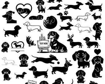 Dachshund SVG Bundle | Sausage Dog Silhouette Clipart | Wiener Dog PNG DXF | Cricut Cut Files | Dog Lover Design