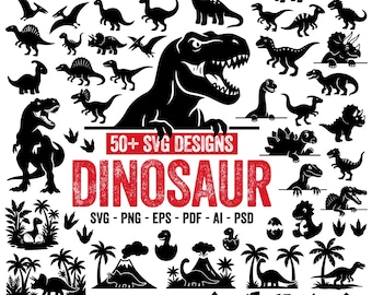 Dinosaur SVG, Dinosaur PNG, Dinosaur Cricut Cut Files, T-rex Svg, Dinosaur Silhouette, Dino Svg, Dinosaurs Clipart Bundle, Nursery Wall Art