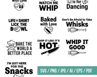 Funny Kitchen Quotes SVG Bundle, Cooking Signs (Digital Download)
