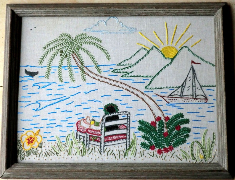 Island Daze creative crewel embroidery pattern image 1