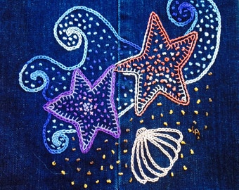 SEA STAR DANCE Beginner Crewel Embroidery Pattern