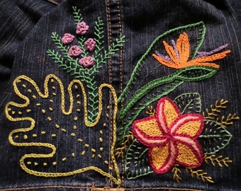 Kauai FLOWER POWER in Crewel and Brazilian Embroidery