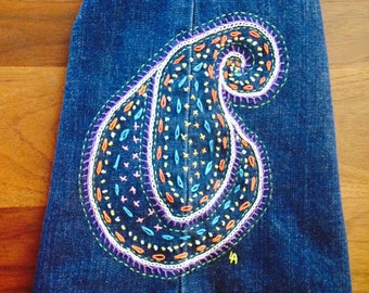 PAISLEY Pant leg in BEGINNER LEVEL Crewel Hand Embroidery