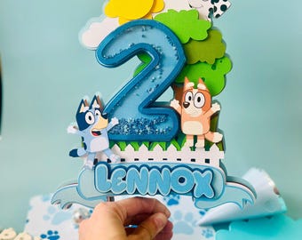 Décoration de gâteau Bluey à secouer - Fête Bluey - Anniversaire Bluey