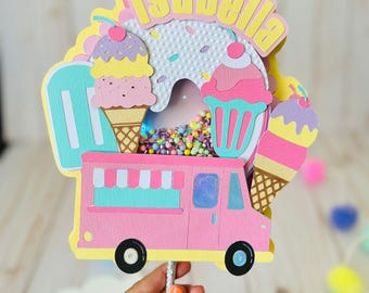 Ice Cream Cake Topper Shaker- Ice Cream Party- Ice Cream Birthday