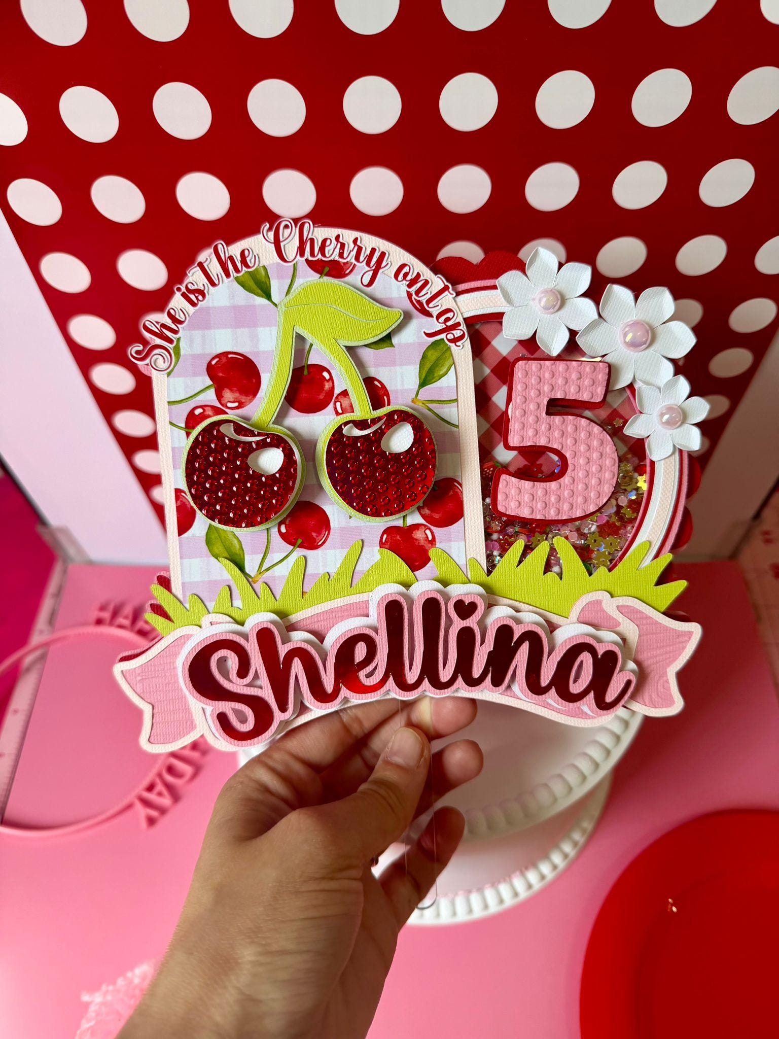 Cherry Shaker Cake Topper | Personalized Cherry Birthday Cake ...
