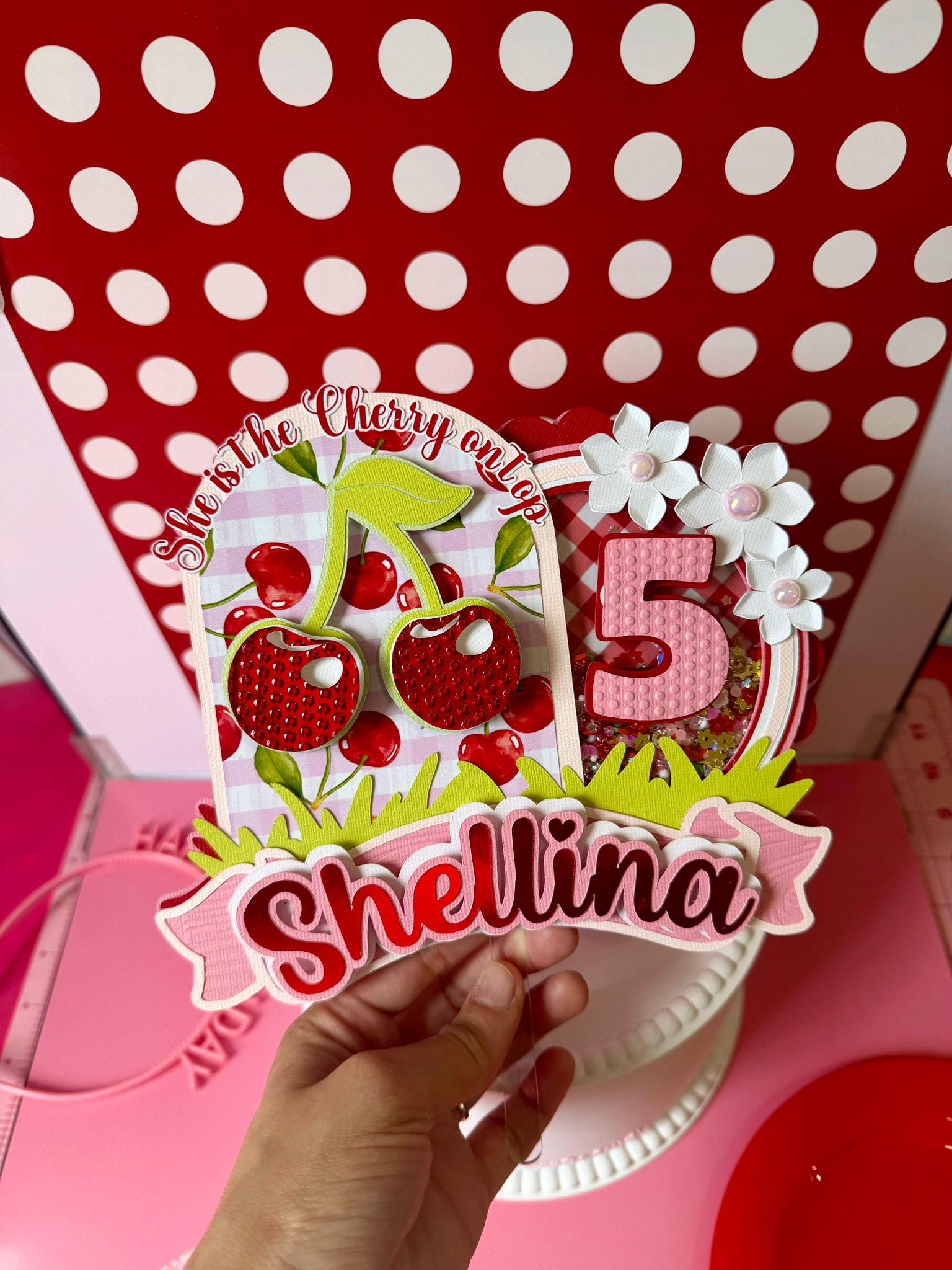 Cherry Shaker Cake Topper | Personalized Cherry Birthday Cake ...