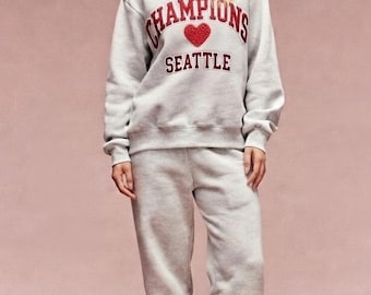 Conjunto de jogging Seattle Champions / Pantalones deportivos de cuello alto bordados