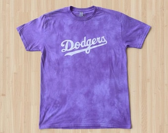 Camiseta tie-dye personalizada, camiseta de béisbol de Los Ángeles, camisa de algodón azul