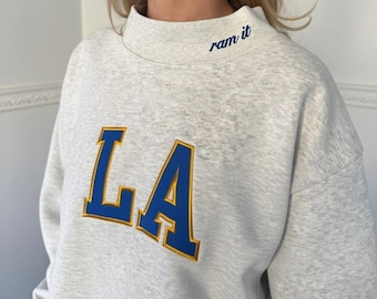 Sudadera con cuello alto y bordado de los Rams / Corte cuadrado vintage