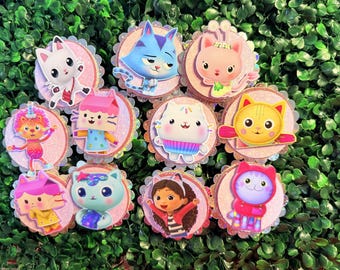 Gabby Dollhouse cupcake toppers