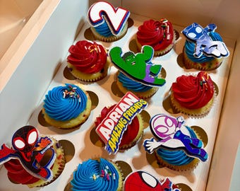 Decorazioni per cupcake di Spideyy e i suoi amici
