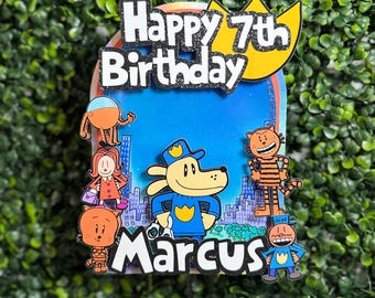 Decorazione personalizzata per torta di compleanno a tema Dogman