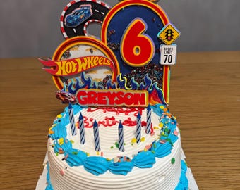Decorazione personalizzata per torta di compleanno a tema Hot Wheels