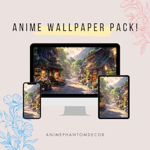 Anime Village Street Wallpaper Pack | Cozy Ghibli Aesthetic Digital Backgrounds | Phone, Desktop & Tablet Wallpaper Download