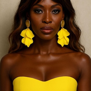 Handmade Bold Yellow Flower Earrings: Lightweight Statement Jewelry