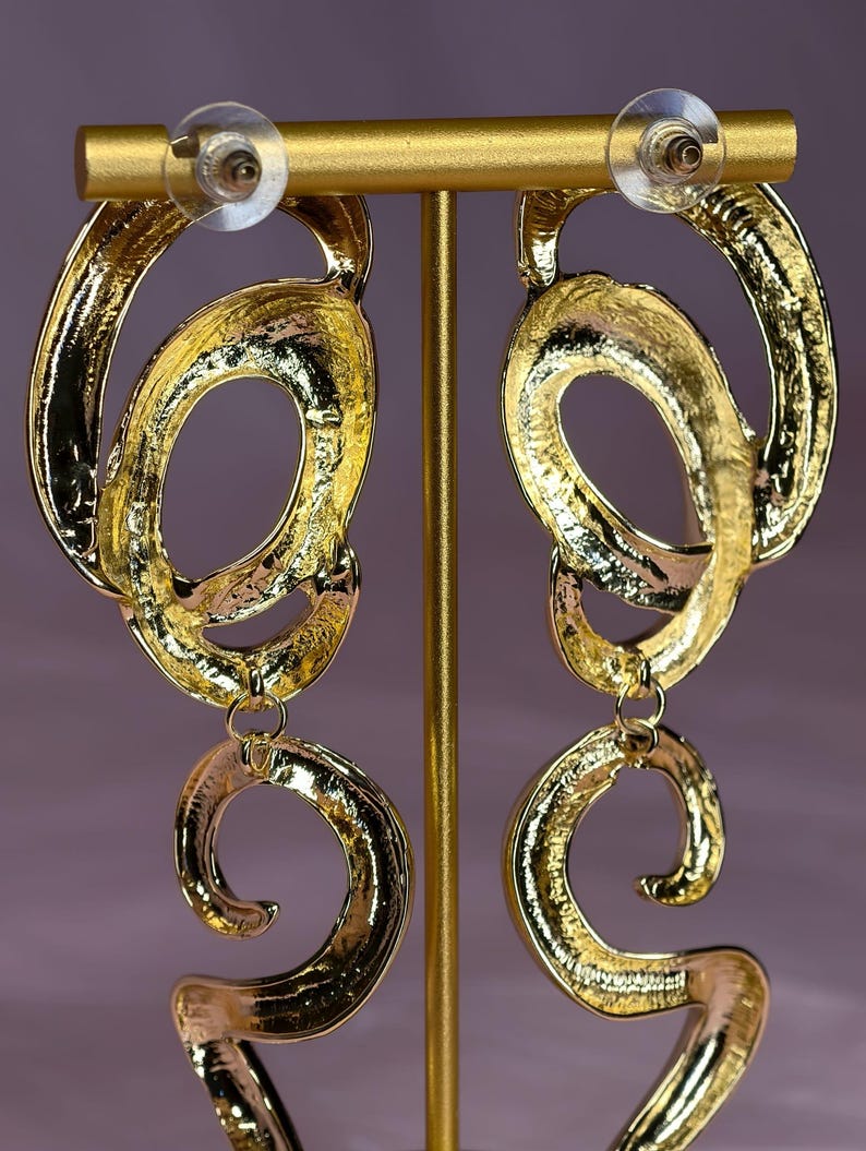 Gold Statement Snake Earrings, Sculptural Gold Earrings, Oversized ...
