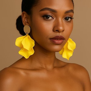 Handmade Bold Yellow Flower Earrings: Lightweight Statement Jewelry