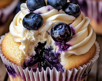 Receta de cupcakes de chocolate blanco y arándanos (Formato digital descargable)