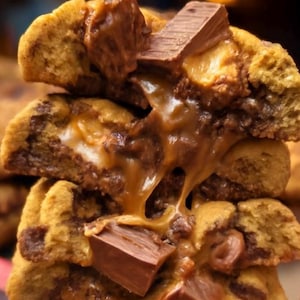 Recept på fyllda Twix-kakor med tjocka, grova karamellkakor (utskrivbara, ätbara)