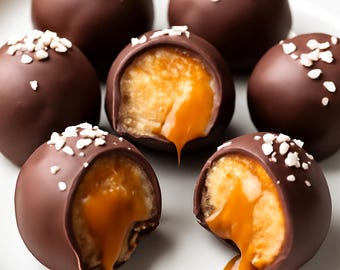 Salted Caramel Truffles Recipe: Mini Chocolate Caramel Balls (PDF Download)