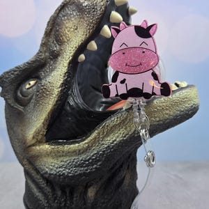 Glittered Cow Retractable ID Badge Reel