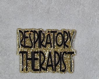 Gold Glittered Respiratory Therapist Interchangeable Topper