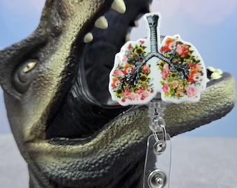 Flower Lungs Retractable ID Badge Reel