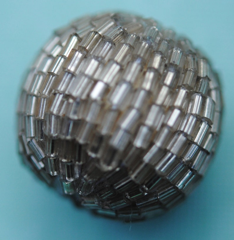 Huge Beaded Bead Grey Bugle Bead Over Wood Round Beads Etsy