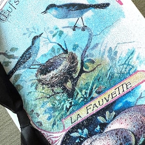 Antique French bird postcard journal / hardbound notebook