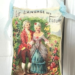 Bolsita francesa - 'Le Langage Des Fleurs' - encantadora pareja francesa - llena de lavanda francesa.