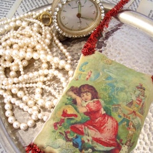 Ragazza vintage con vestito come Alice nel paese delle meraviglie Sacchetto - glitter - riempito con lavanda francese