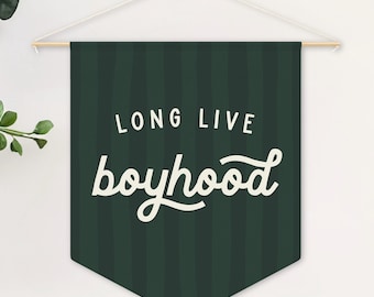 Long Live Boyhood Pennant Banner – Striped Wall Decor for Boys