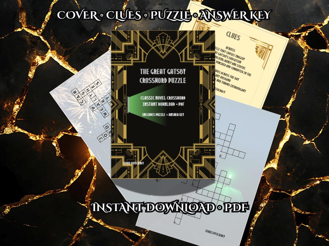 Great Gatsby Crossword Puzzle, Printable Literature Crossword ...
