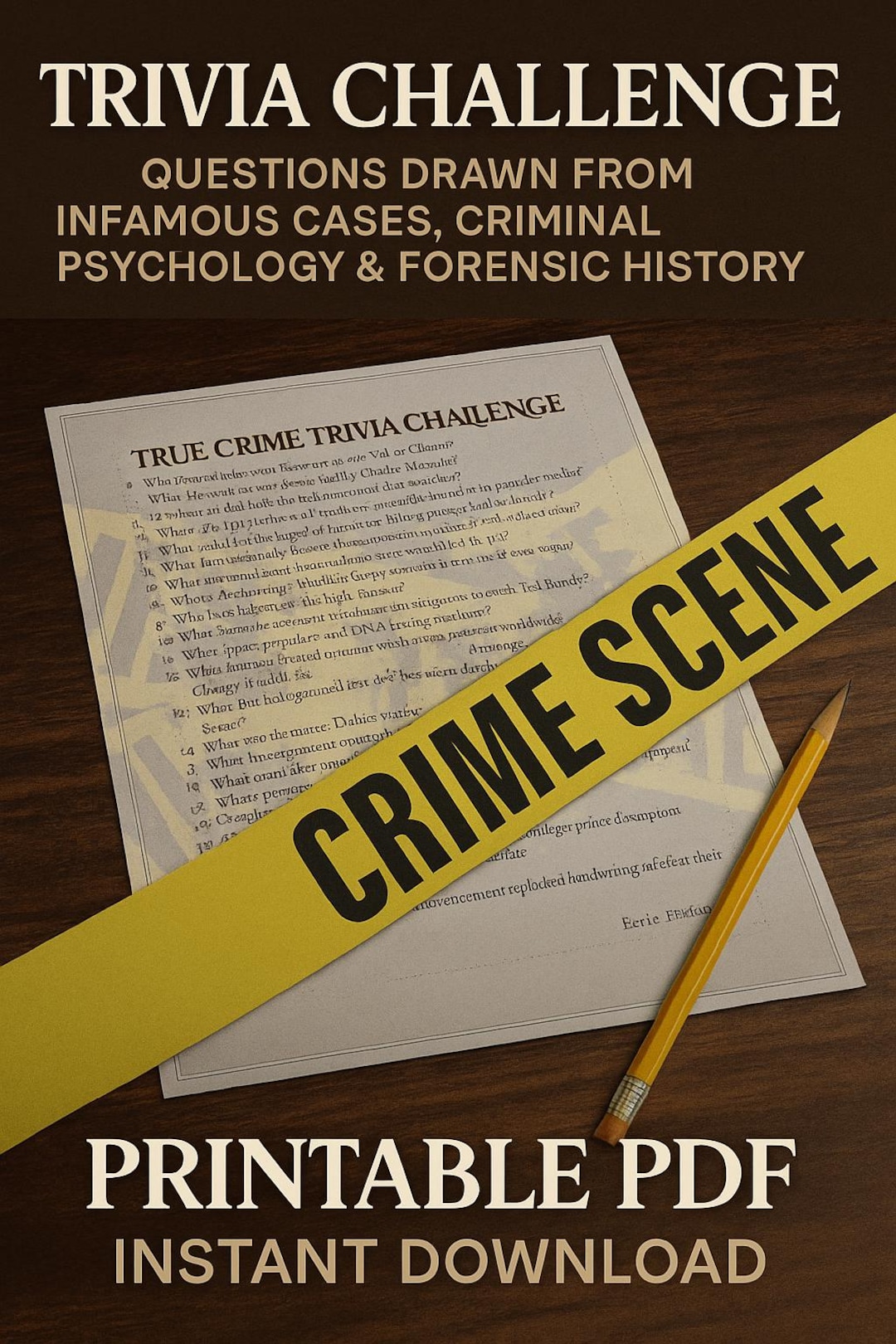 Printable Crime Riddles True Crime Trivia Game – Printable Murder Mystery Quiz (PDF) - Etsy