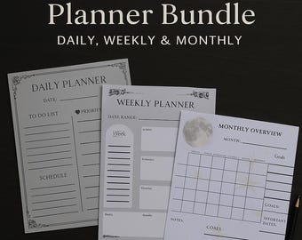 Dark Academia Planner-bundel: gotische dagelijkse, wekelijkse en maandelijkse printables (pdf-set)