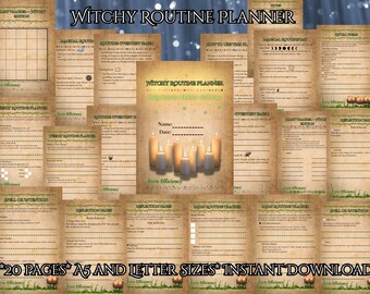 Routine Planner Printable – Daily Habit Tracker & Self Care Planner, Witchy Productivity PDF