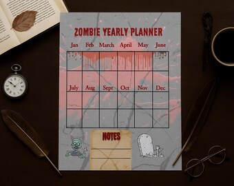 Roczny planer Zombie | Gotycki kalendarz bez daty (do pobrania w wersji cyfrowej)