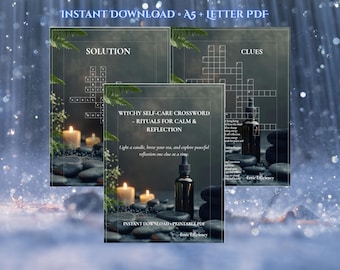 Witchy Self-Care Crossword – Mindful Reflection Ritual Printable PDF | Cozy Spiritual Puzzle for Calm & Relaxation