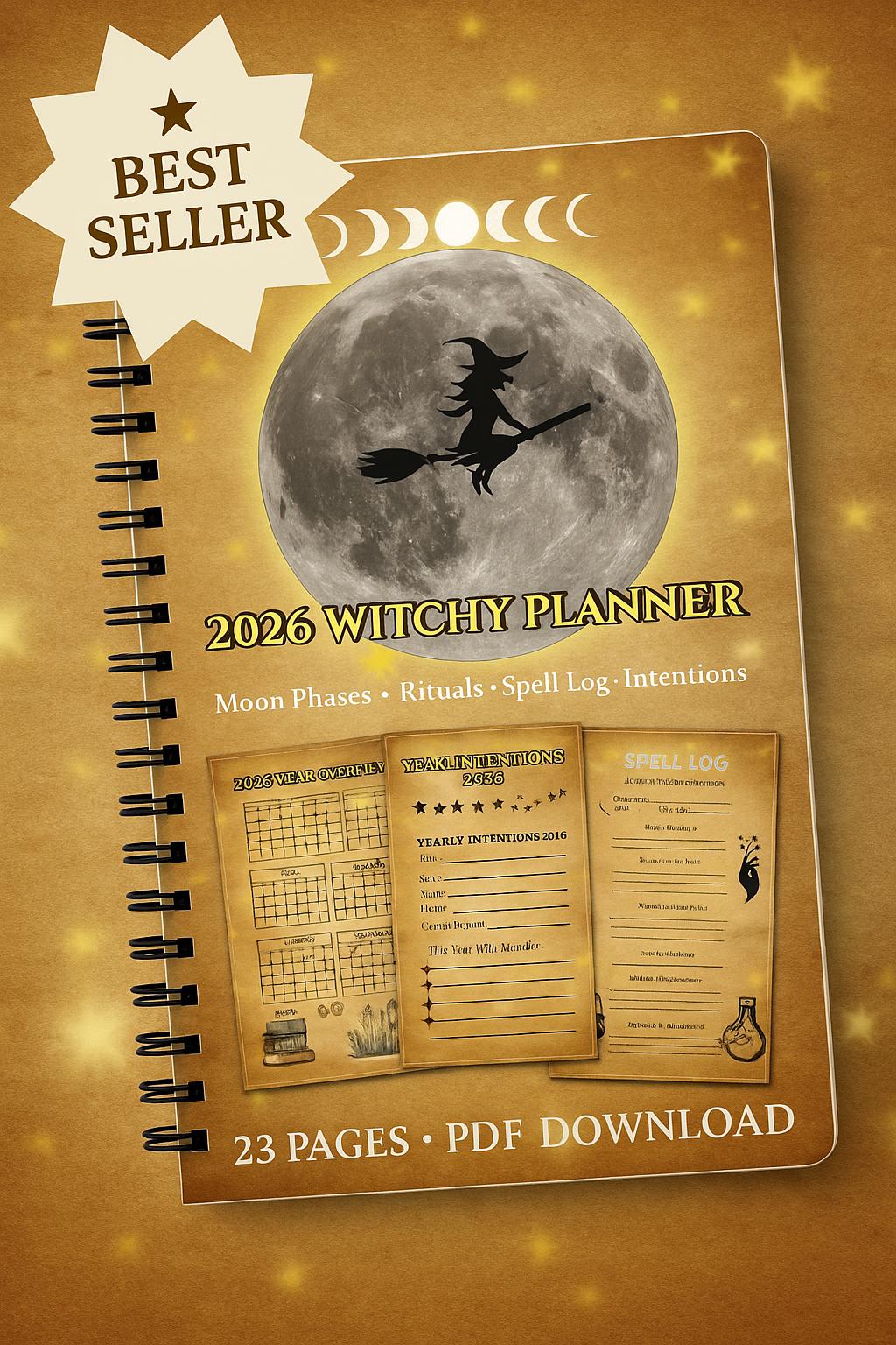 2026 Witchy Planner Printable – Spell Log, Moon Phases (instant ...